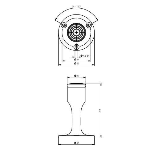 INTERSTEEL deurbuffer chroom wandmodel Ø55x84mm