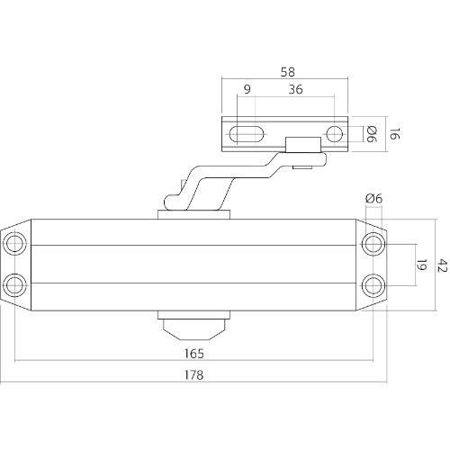INTERSTEEL deurdranger DR122 EN2-4 zilver met schaararm