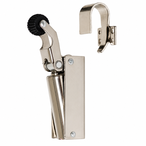 DICTATOR 1000 hydraulische deuropvanger 50N nikkel met sluithaak 1011 voor terugliggende deuren.