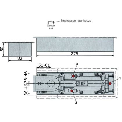DORMA BTS75V EN1-4 vloerveer met 90 graden stop