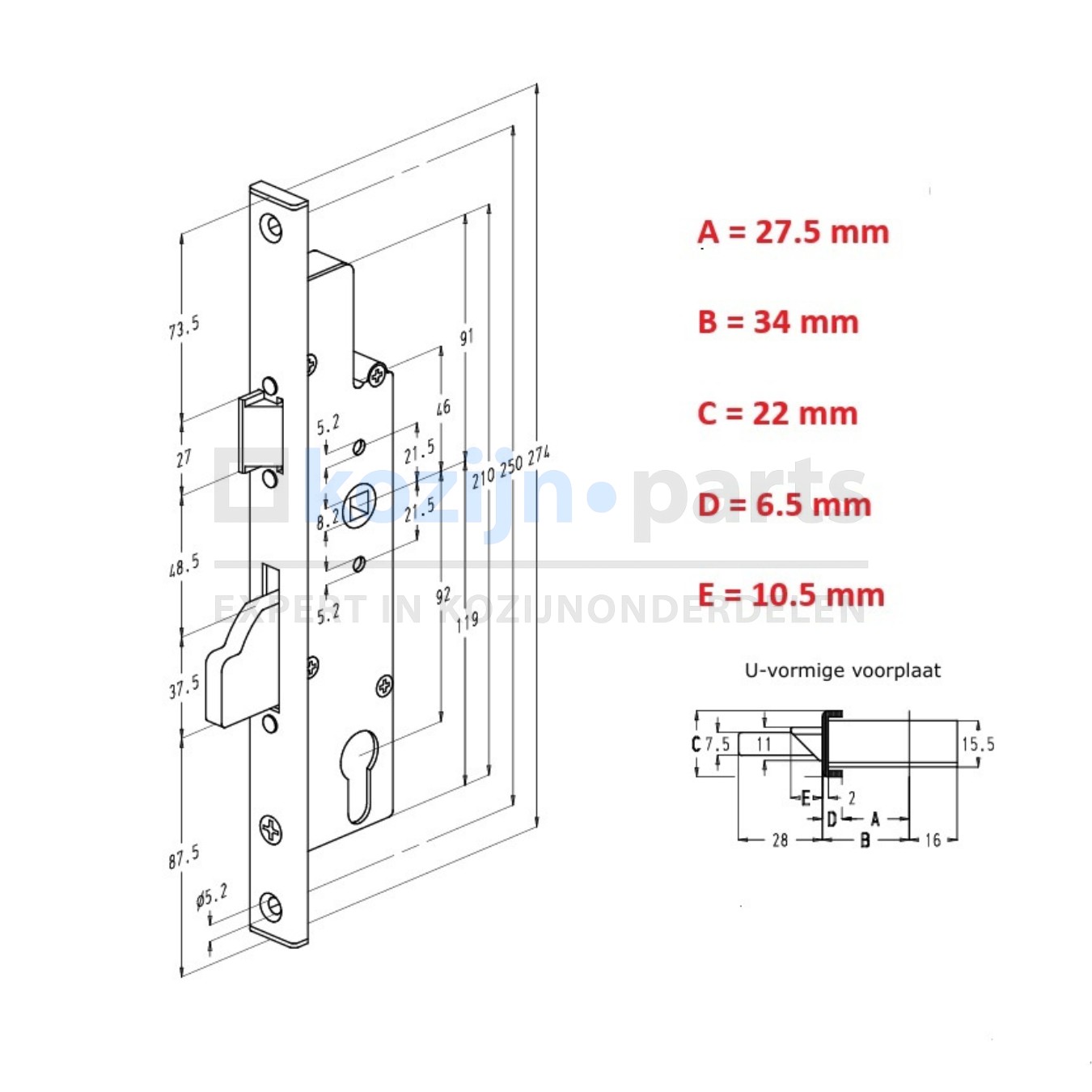 SOBINCO dag-en nachtslot DM34, PC92, U22x274 - 10.5