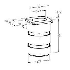 Sobinco Sofi sluitpot vierkant 23x35mm kozijn vloer kantschuif vergrendeling