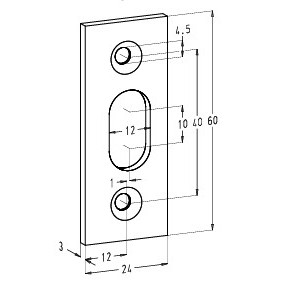 Sobinco Sofi sluitplaat 24x60mm aluminium kozijn kantschuif vergrendeling