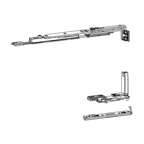 SOBINCO Chrono verdekte scharnierset FB460-670 DIN rechts geschikt voor sponning 10-14 mm aluminium raam