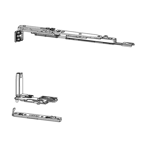 Sobinco Chrono verdekte scharnierset links voor aluminium kozijnen 10-14 mm, geschikt voor vleugelbreedte 460-670 mm.