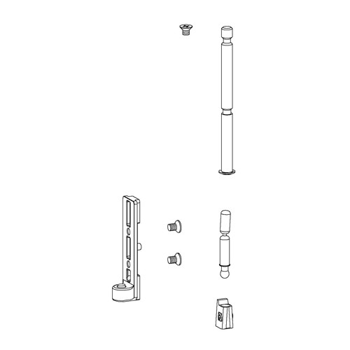 Sobinco Chrono scharnierset toebehoren met bevestigingsschroeven, schaarlager pen, bevestigingsplaat en pen met stelblok voor onderscharnier.