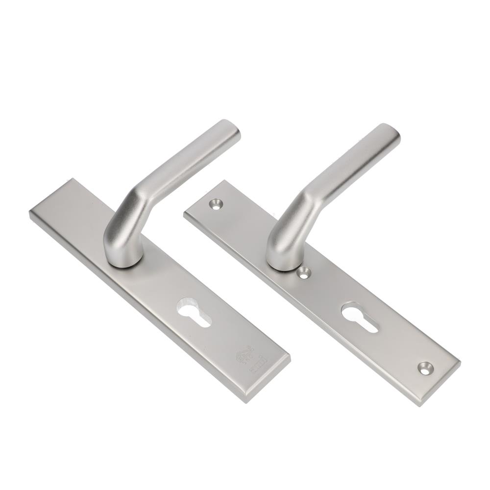 AMI 379 brede deurschilden PC92 met vaste deurkrukken voor buitendeur in aluminium uitvoering