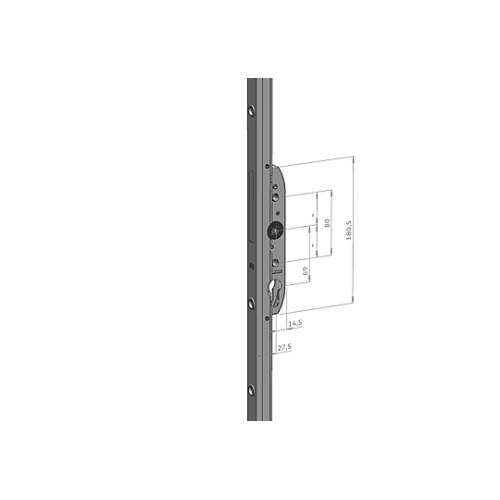 Siegenia HS hefslot met cilindersparing doornmaat 27,5mm voor deurhoogte 1789-2288mm