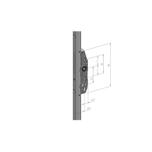Siegenia HS hefslot Gr.260 doornmaat 37,5 mm voor deurhoogte 2276-2675 mm krukgathoogte 995 mm