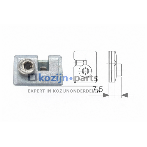 Notter AL2000 sluitplaat met verstelbare rolnok voor aluminium kozijnen met kozijngroef 10-14mm