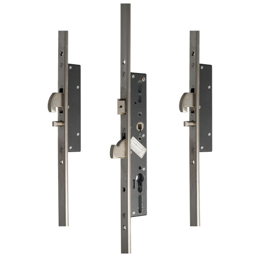 Iseo Multiblindo meerpuntssluiting cilinderbediend 45mm doornmaat PC92 RVS voorplaat 24x6 lengte 2300mm