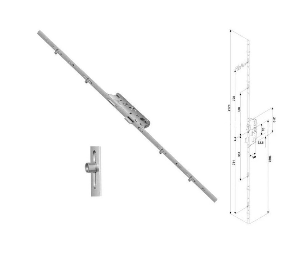 FÜHR 855GL meerpuntssluiting CIL 30-92-8 F16 met 4 rolnokken voor kunststof deuren