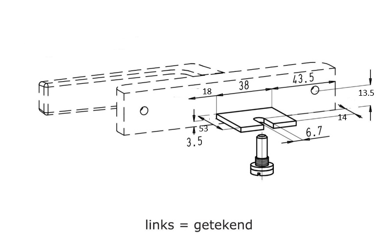SOBINCO 502 raamkruk links – vork 53mm zilver