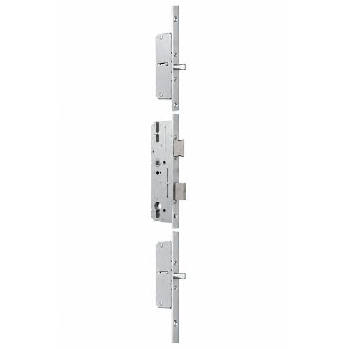 KFV ONE BS2300 W000 cilinderbediende meerpuntssluiting met doornmaat 40 mm, PC 92, vlakke verzinkte voorplaat 16 x 2170 mm, dag- en nachtschoot in het midden en pensluiting boven en onder voor kunststof, aluminium, houten en stalen deuren.