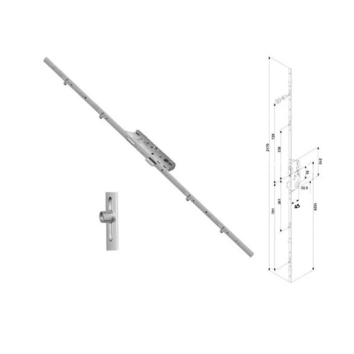 Fuhr 855 GL rolnok meerpuntssluiting 2170mm kunststof deur verstelbare rolnokken