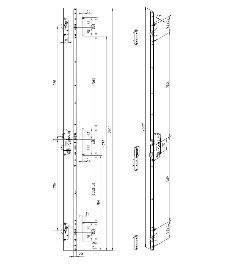 FUHR 856 meerpuntssluiting kruk 65-92-8-F20- haak-L2000