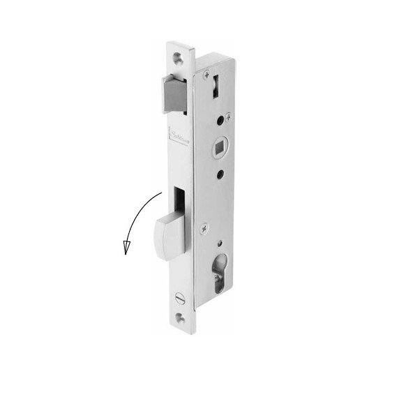 SOBINCO 8002-35 dag- en nachtslot met doornmaat 38 mm, PC 97,3 mm, zilverkleurige voorplaat van 23,5 × 238 mm, dagschoot met 9,5 mm uitsteek en afgeschuinde zwenk-nachtschoot.