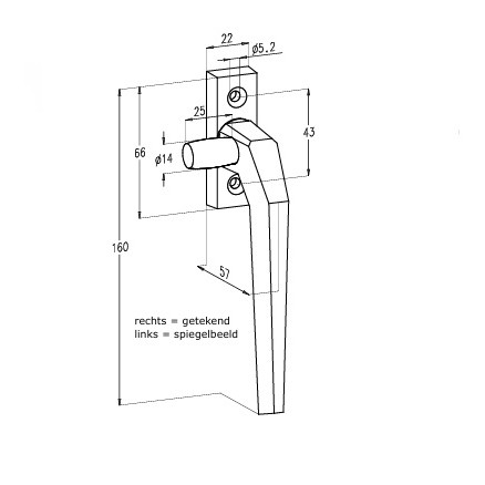 Sobinco 517 raamboom zwart links RAL9005 aluminium raam deur rolnok 14mm