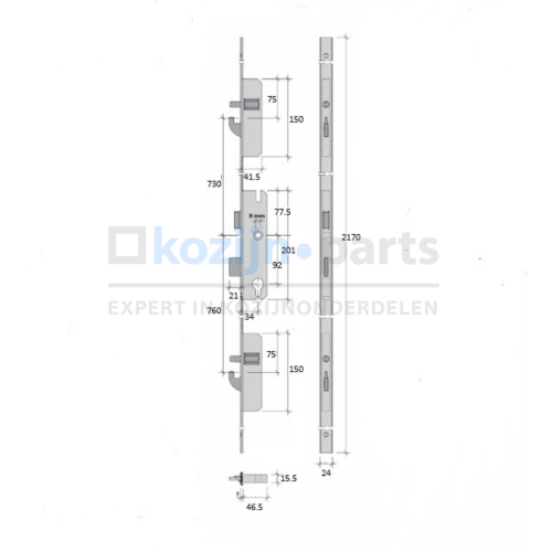JANSEN MPS stolpstel 34/92/U24/2170-pen/haak-paniekf. E