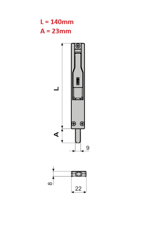 FAPIM TitanDue kantschuif 140x22mm grijs