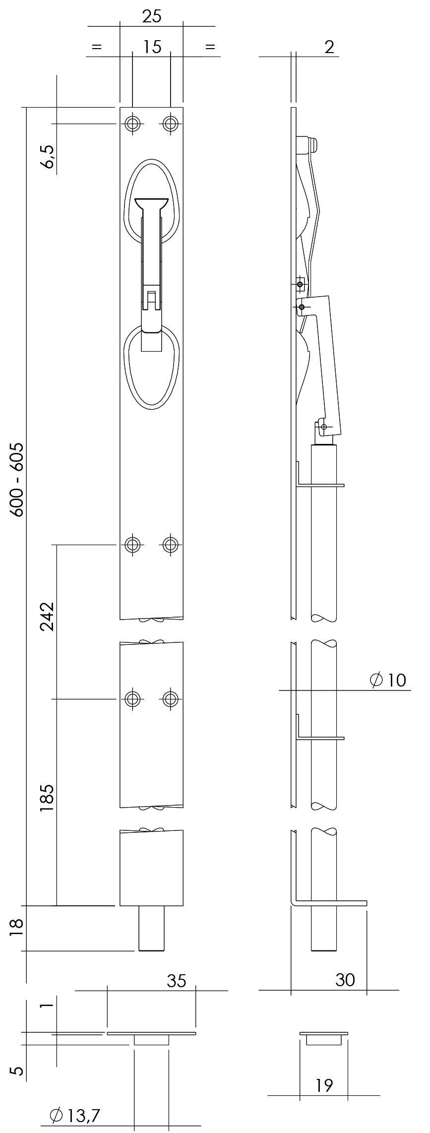 INTERSTEEL RVS kantschuif 600x25mm
