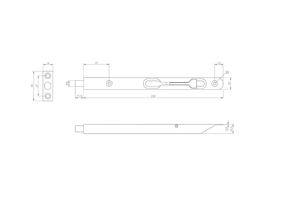 STROXX kantschuif RVS 250x17mm