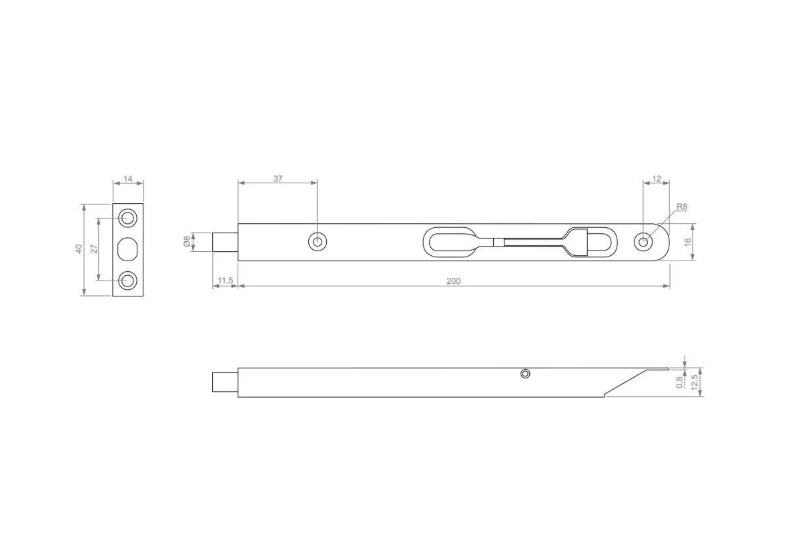 STROXX kantschuif RVS 200x17mm