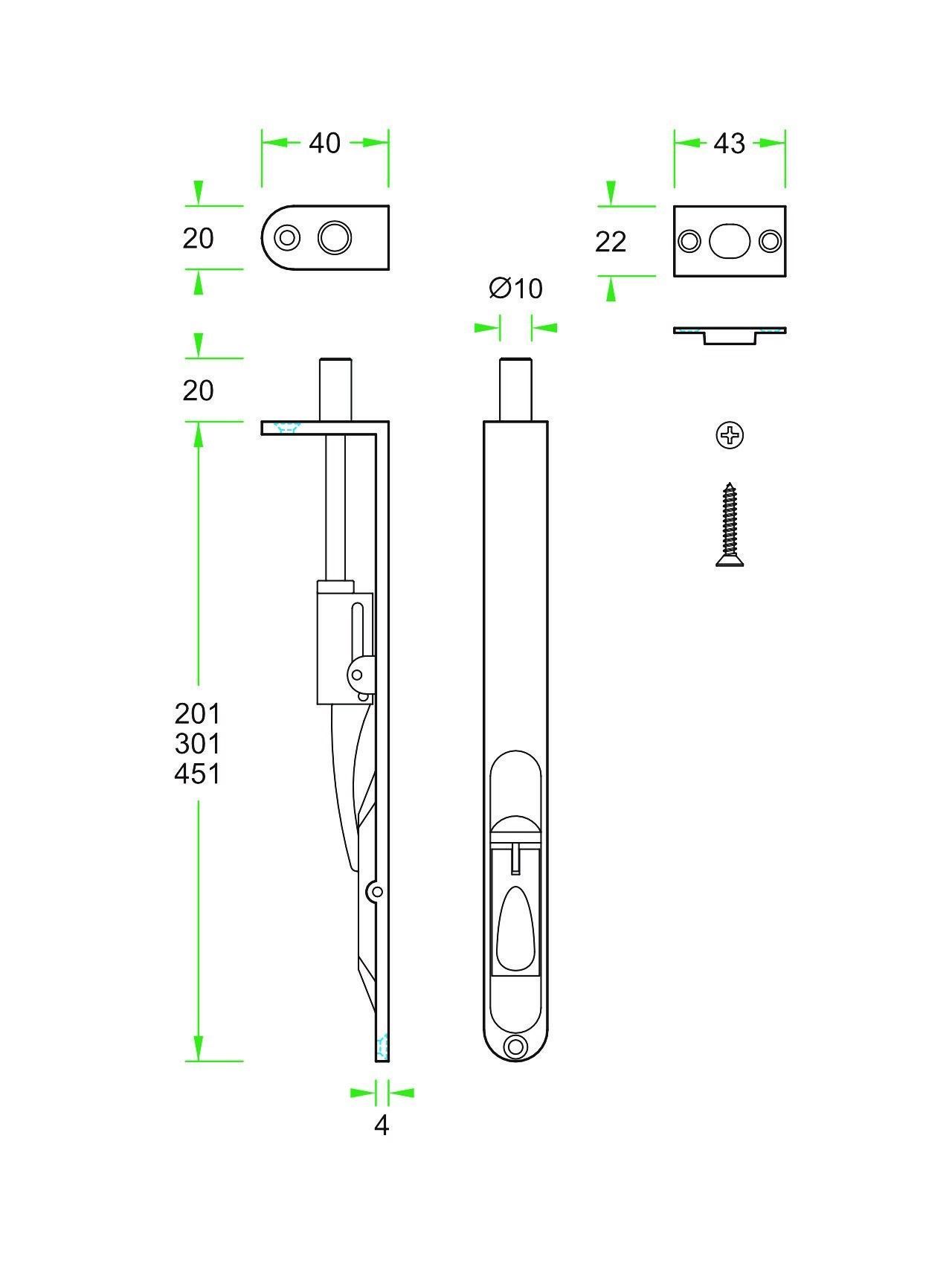 ARTITEC kantschuif zwart RVS 201x20mm